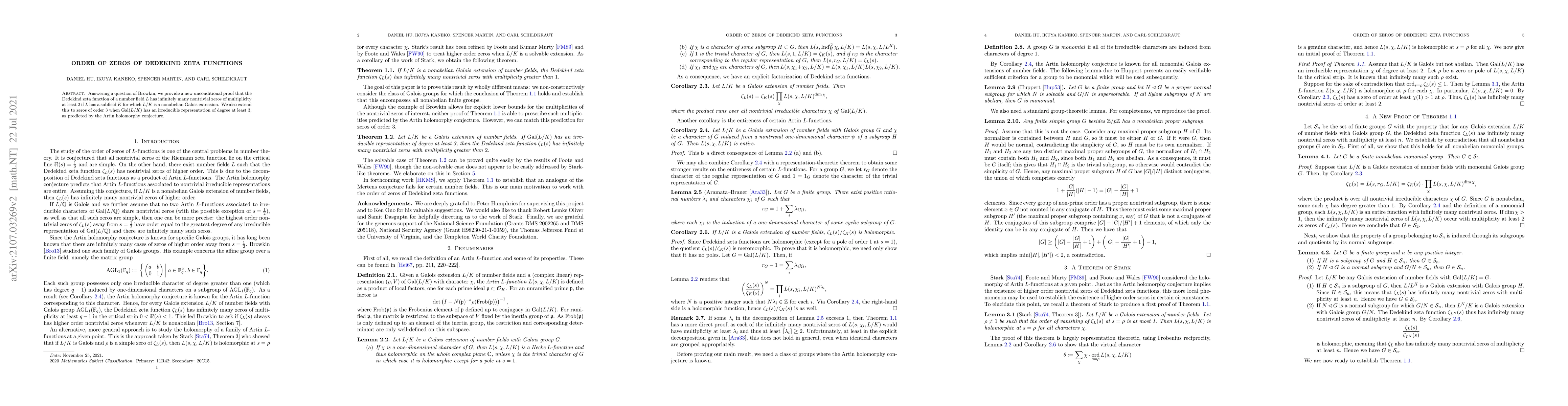 Thumbnail for Order of Zeros of Dedekind Zeta Functions