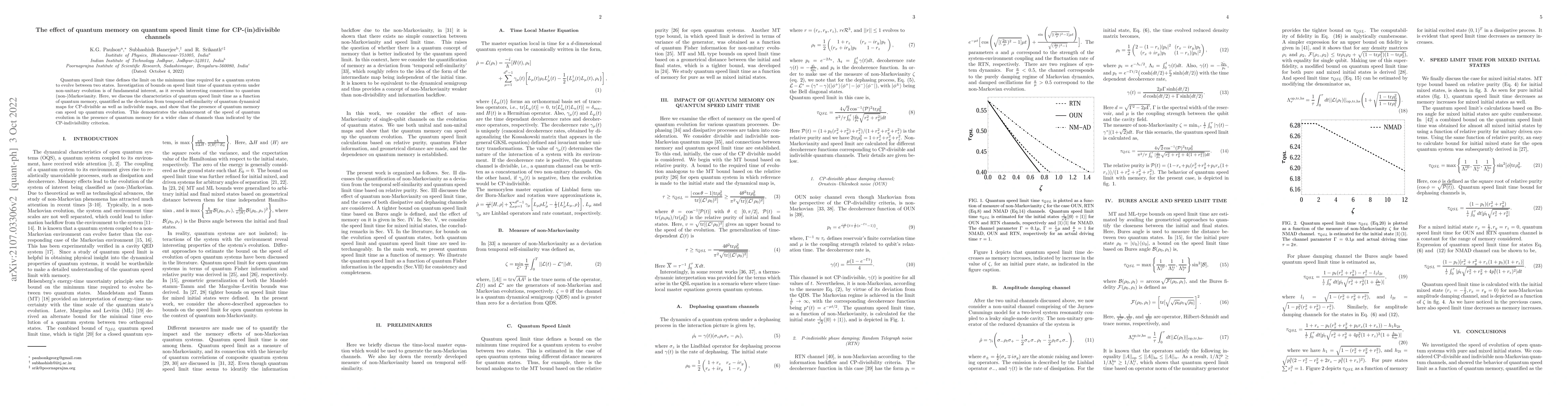 Thumbnail for The effect of quantum memory on quantum speed limit time for
  CP-(in)divisible channels