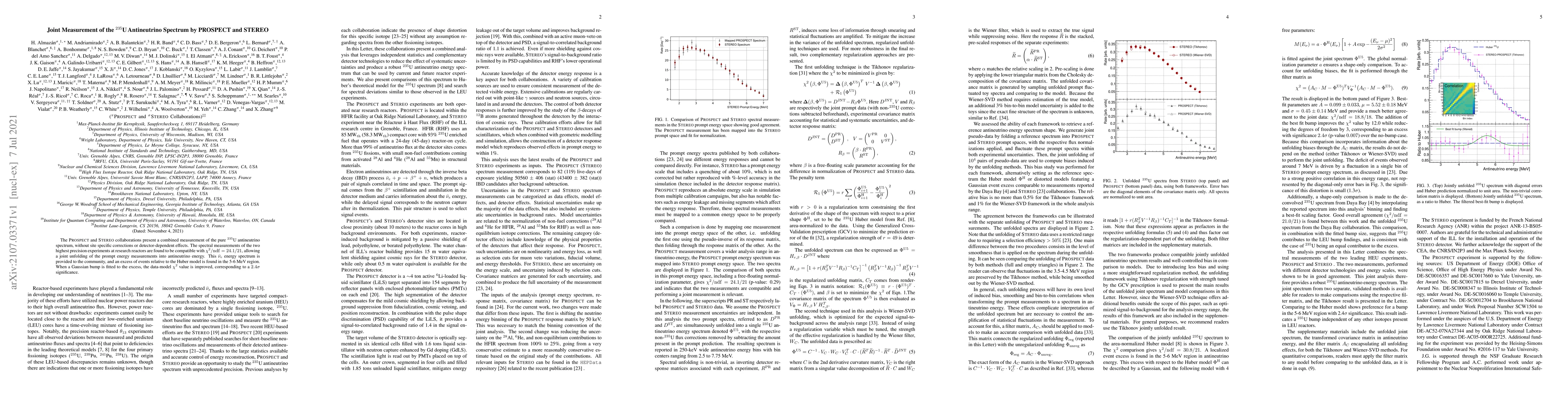 Thumbnail for Joint Measurement of the $^{235}$U Antineutrino Spectrum by Prospect and
  Stereo