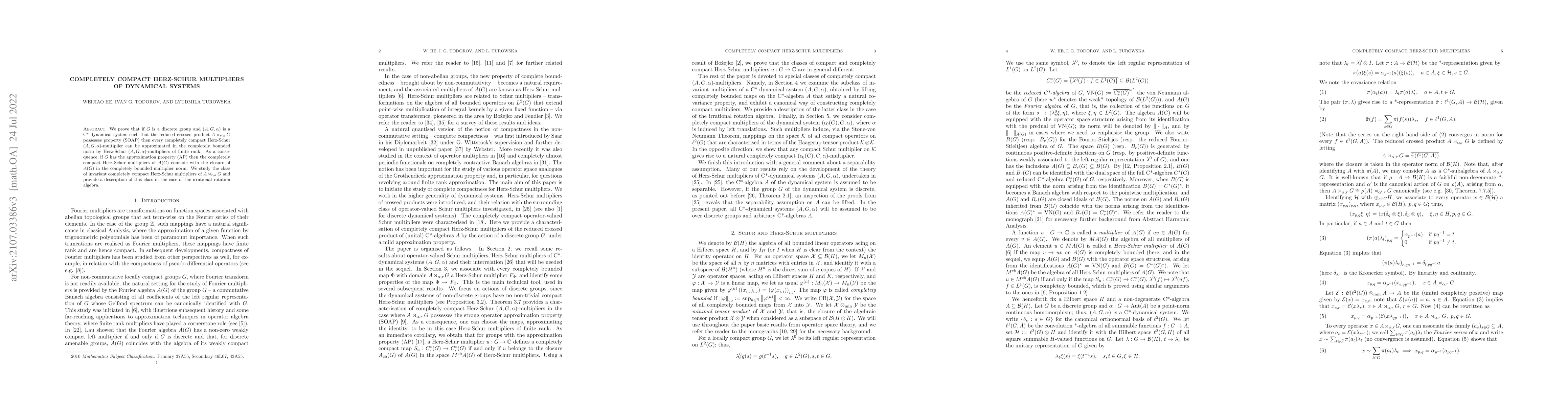 Thumbnail for Completely compact Herz-Schur multipliers of dynamical systems