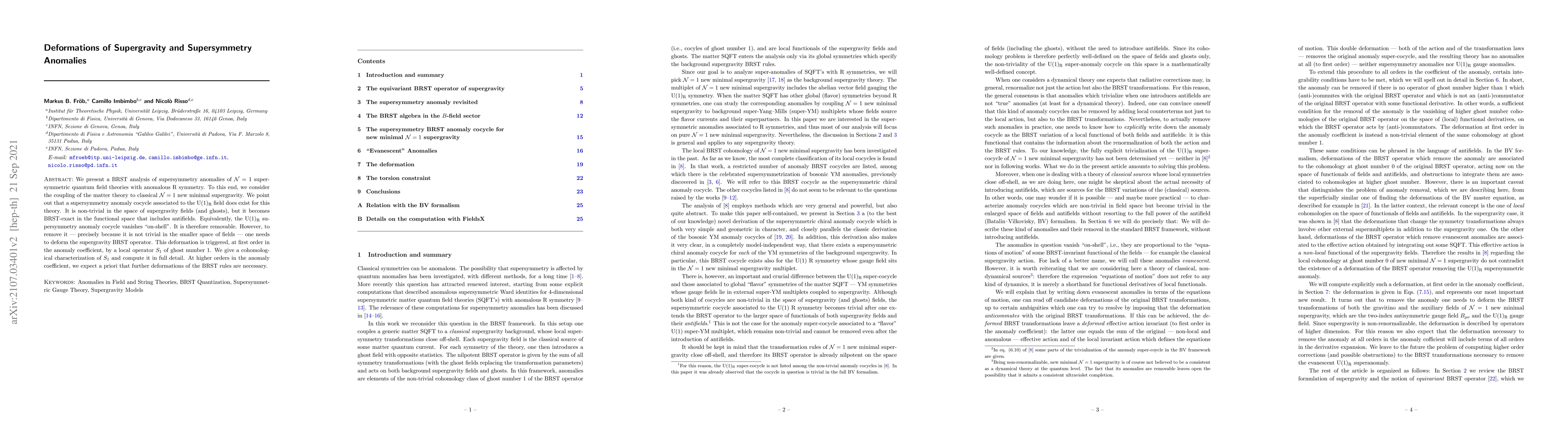 Thumbnail for Deformations of Supergravity and Supersymmetry Anomalies