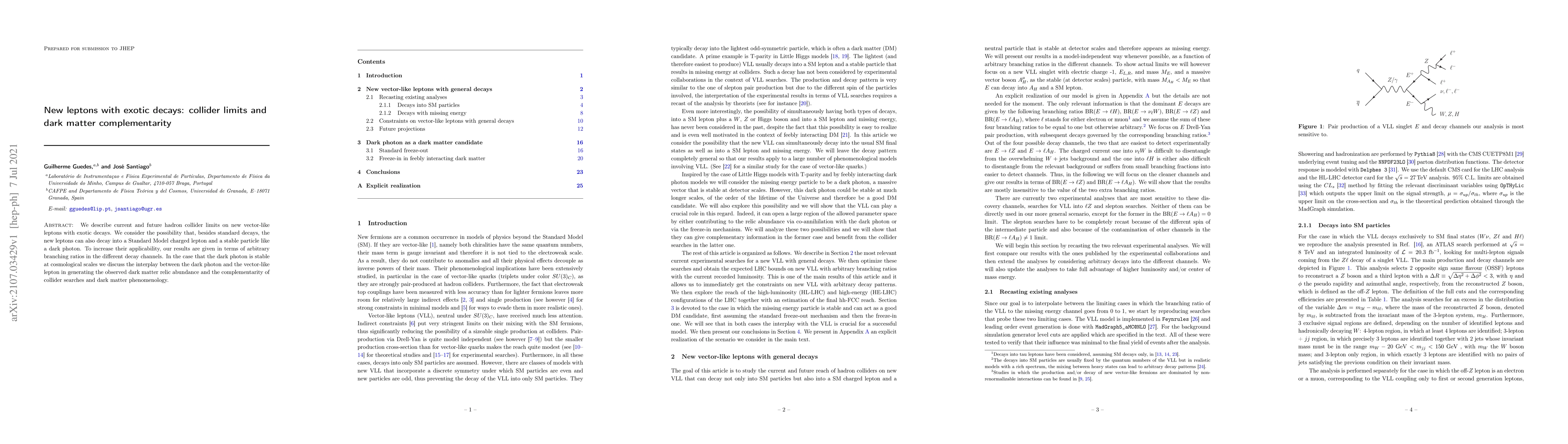 Thumbnail for New leptons with exotic decays: collider limits and dark matter
  complementarity