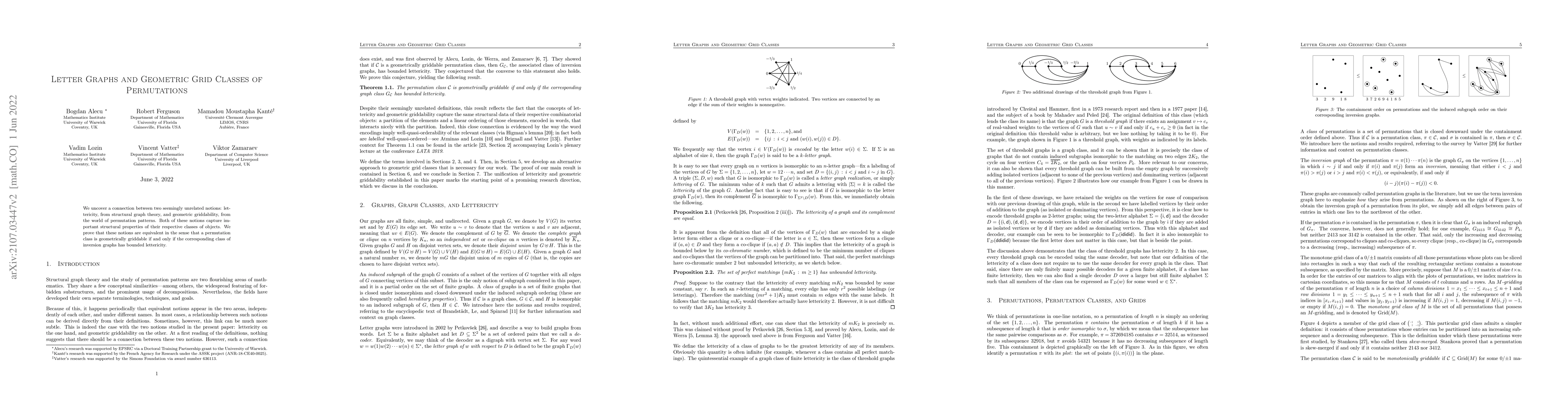 Thumbnail for Letter graphs and geometric grid classes of permutations