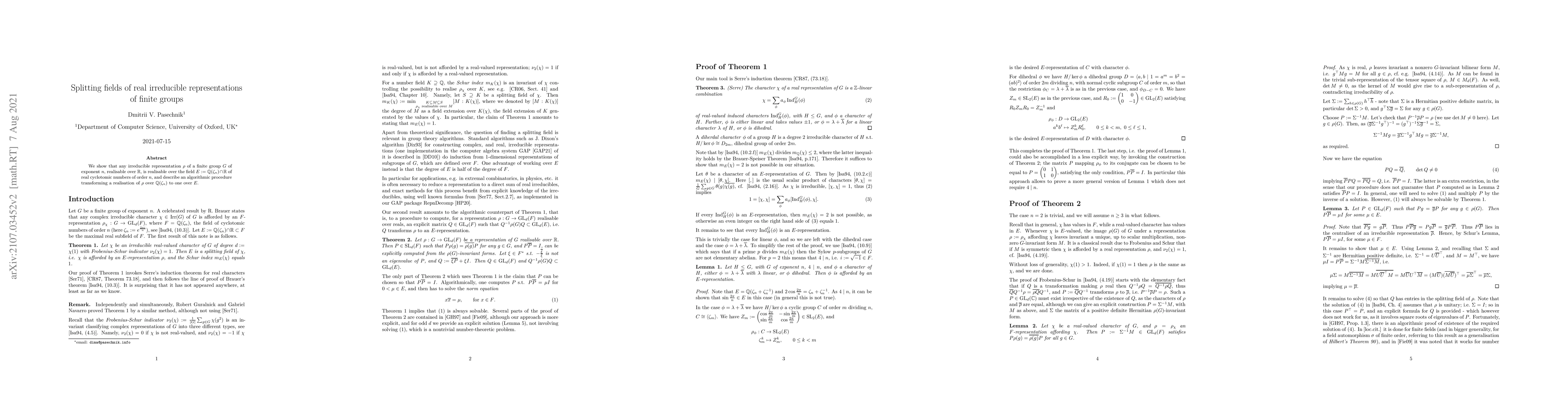 Thumbnail for Splitting fields of real irreducible representations of finite groups