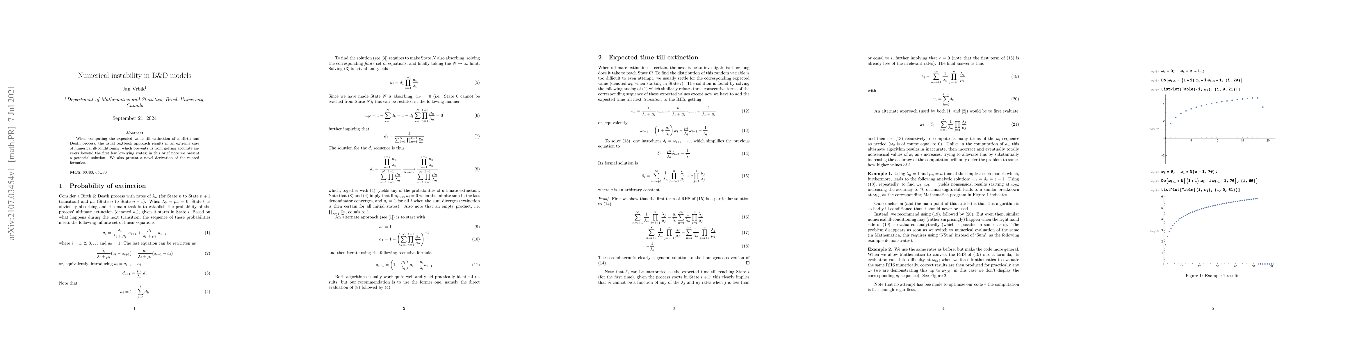 Thumbnail for Numerical instability in B&D models