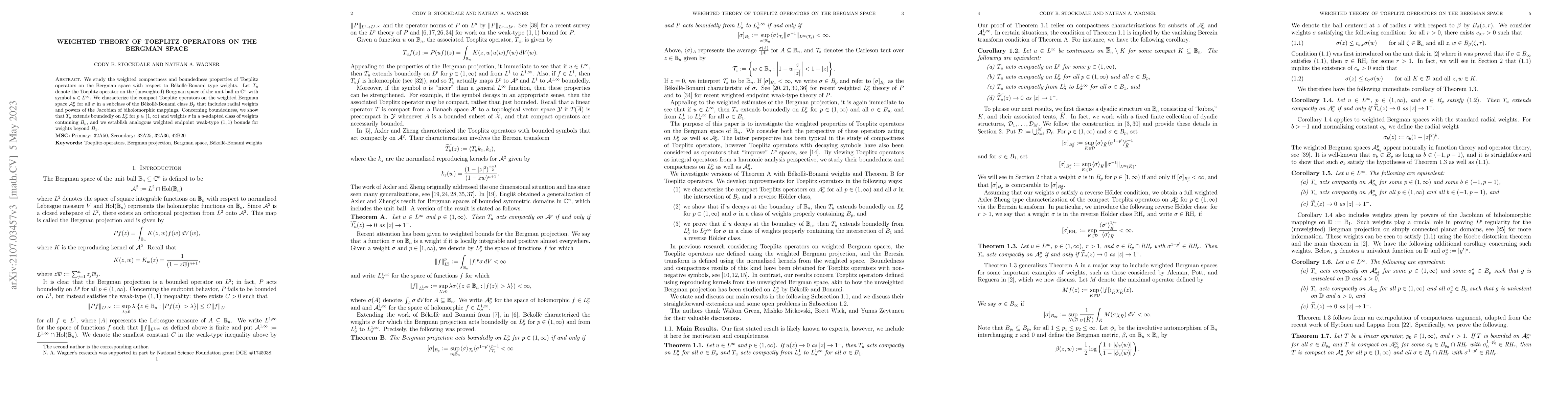 Thumbnail for Weighted theory of Toeplitz operators on the Bergman space