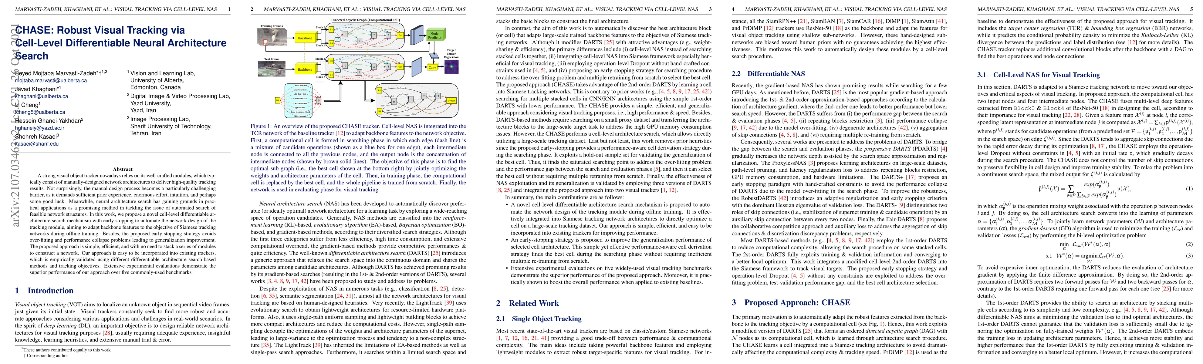 Thumbnail for CHASE: Robust Visual Tracking via Cell-Level Differentiable Neural
  Architecture Search