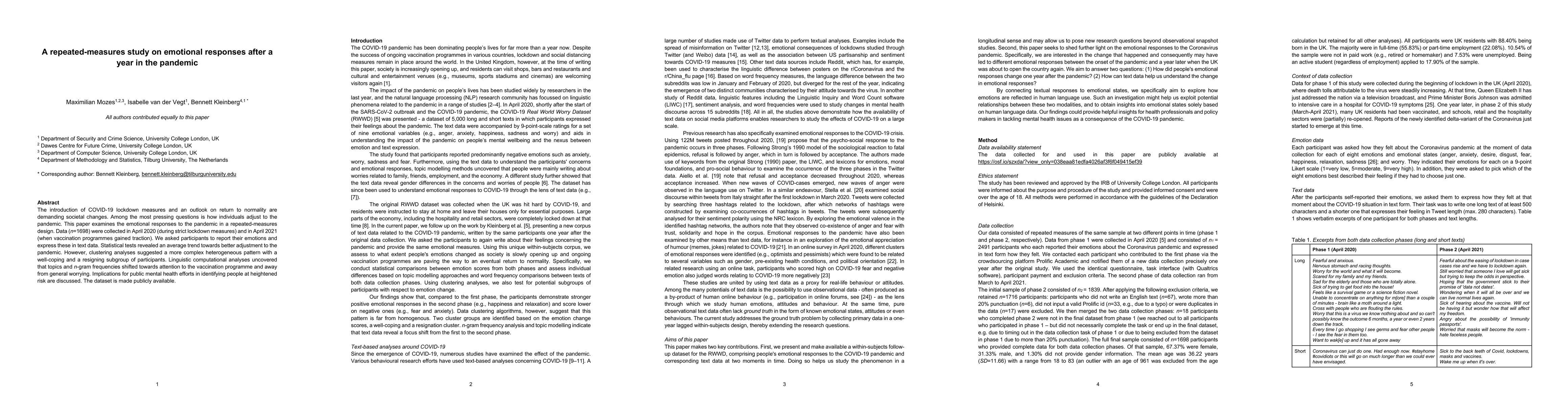 Thumbnail for A repeated-measures study on emotional responses after a year in the
  pandemic