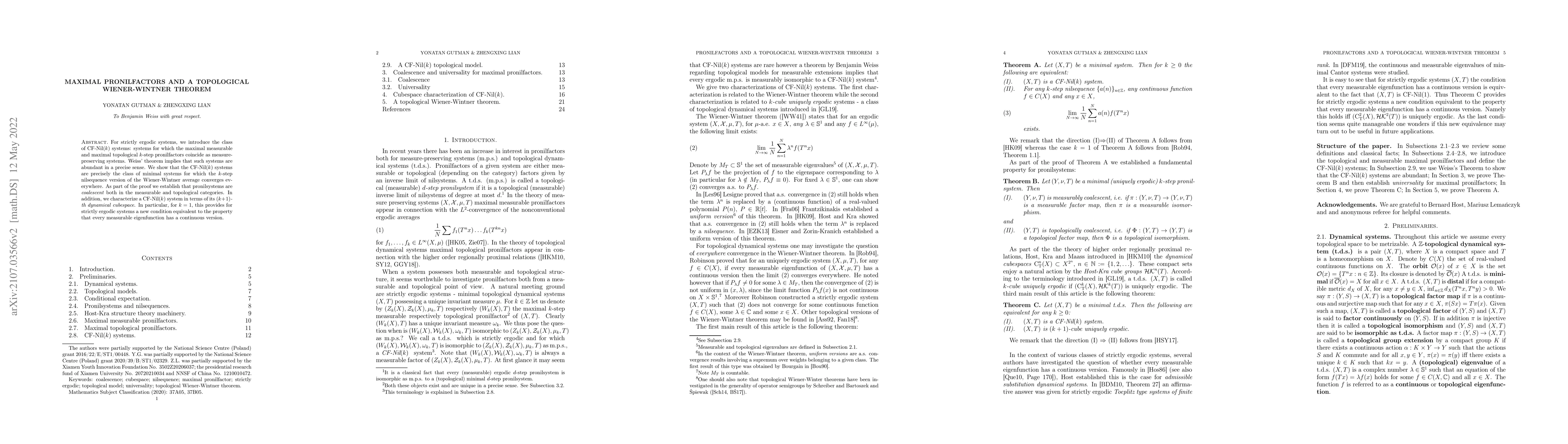 Thumbnail for Maximal pronilfactors and a topological Wiener-Wintner theorem