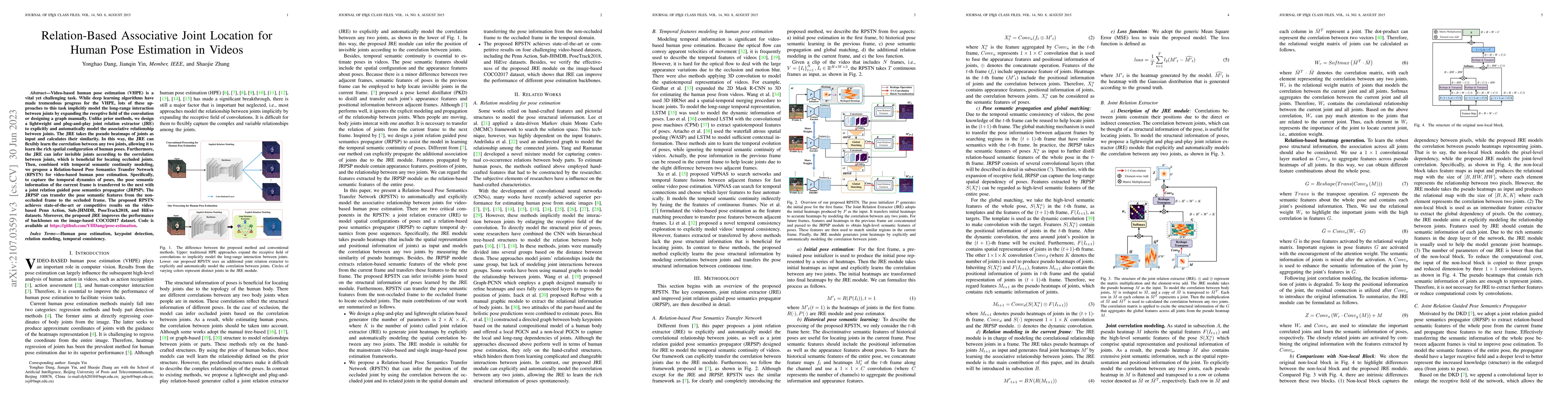 Thumbnail for Relation-Based Associative Joint Location for Human Pose Estimation in
  Videos