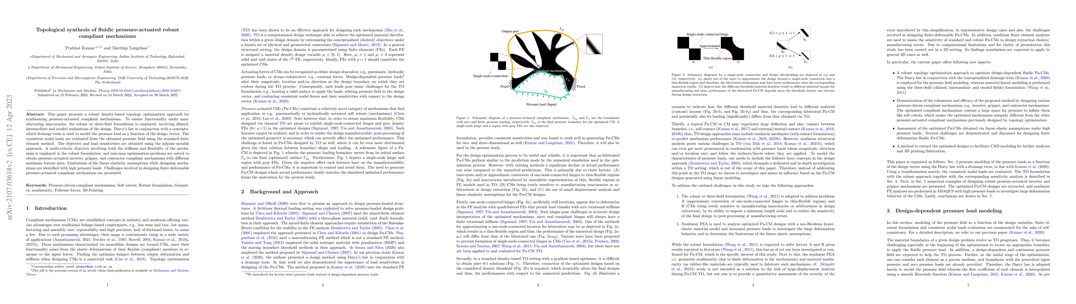 Thumbnail for Topological synthesis of fluidic pressure-actuated robust compliant
  mechanisms