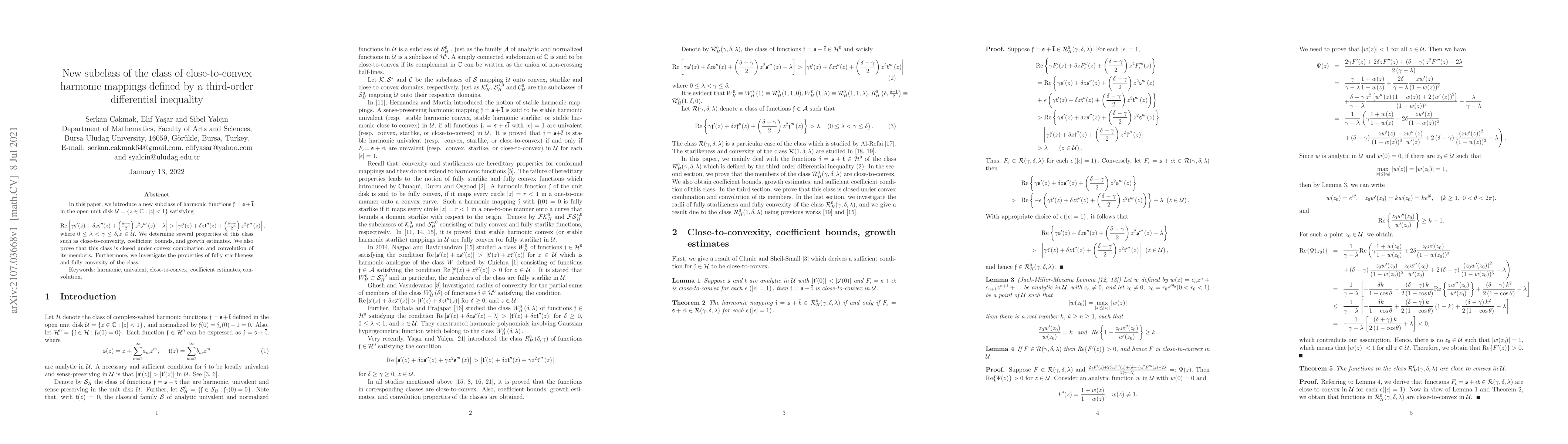 Thumbnail for New subclass of the class of close-to-convex harmonic mappings defined
  by a third-order differential inequality