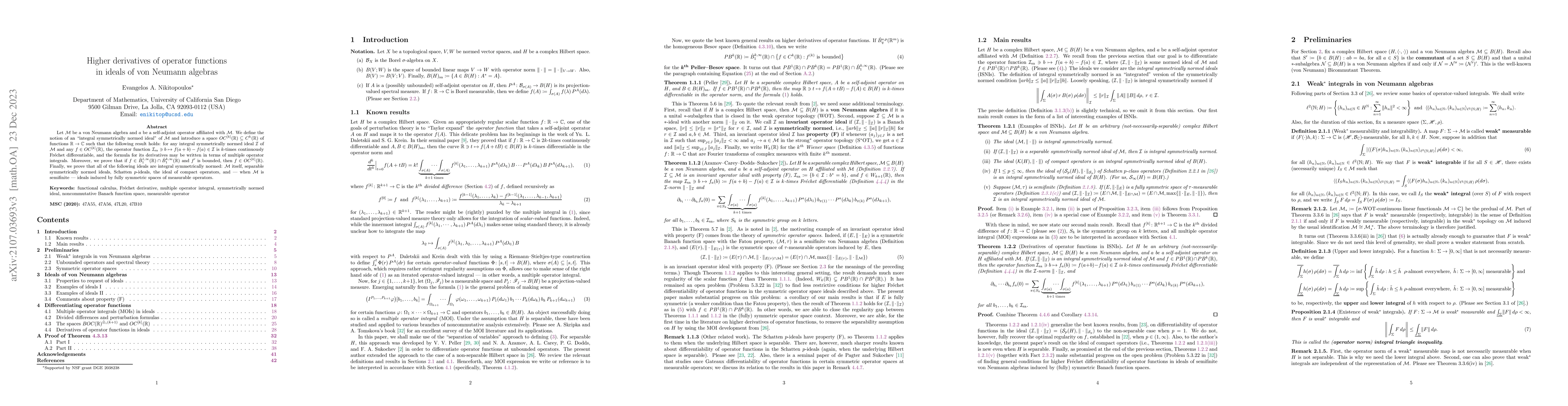 Thumbnail for Higher derivatives of operator functions in ideals of von Neumann
  algebras