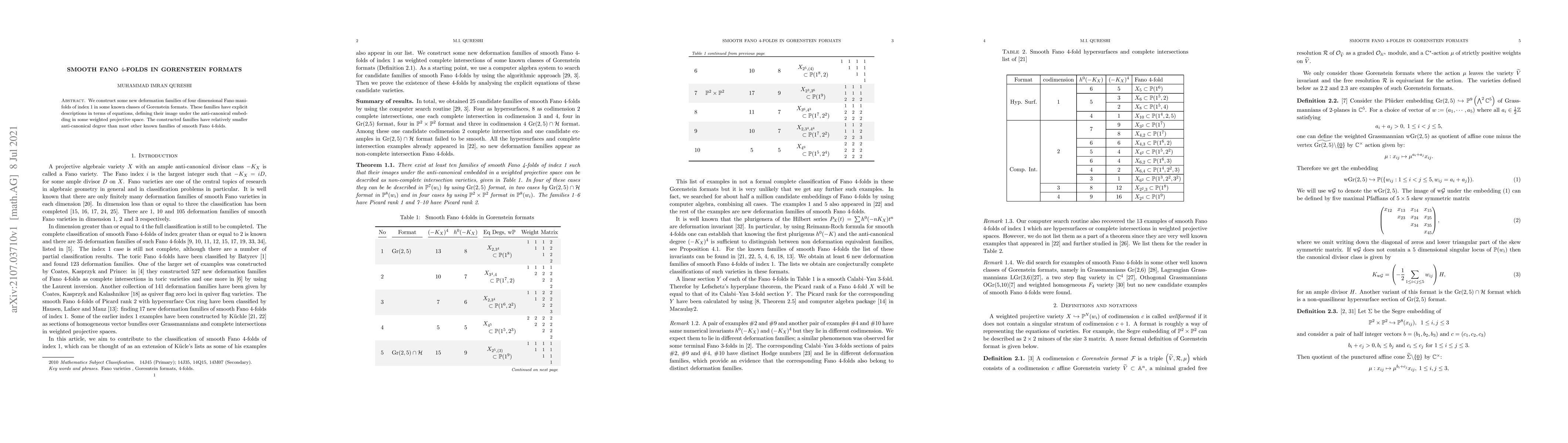 Thumbnail for Smooth Fano four folds in Gorenstein formats