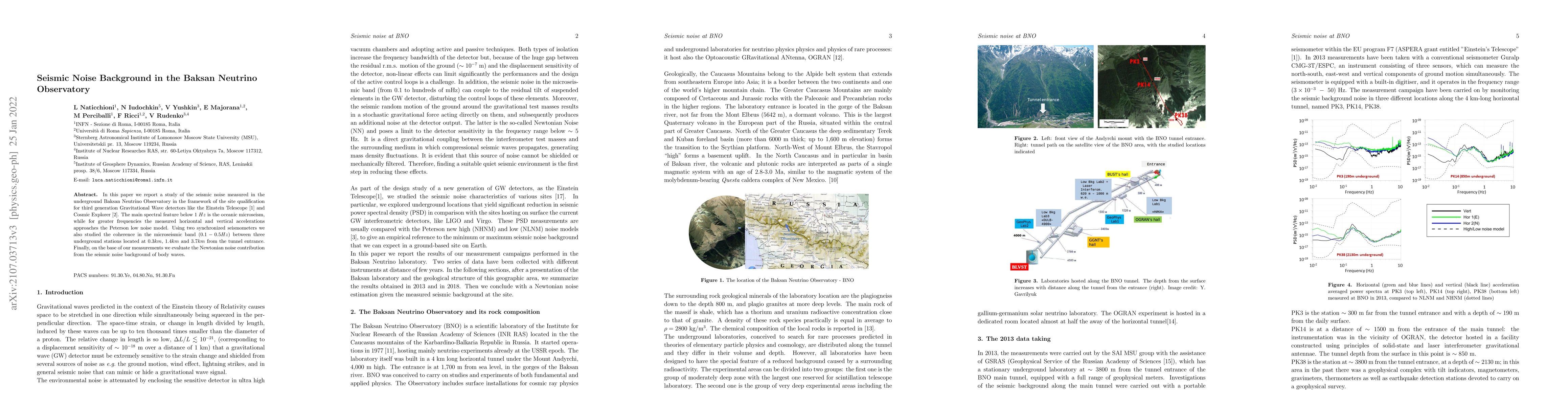 Thumbnail for Seismic noise study in the underground Baksan Neutrino Observatory