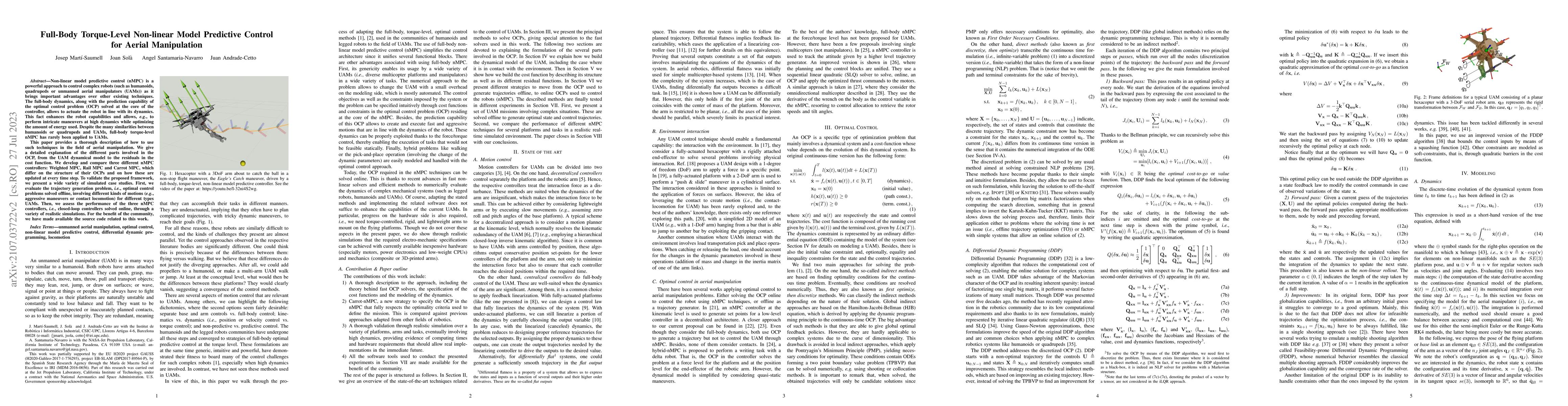 Thumbnail for Full-Body Torque-Level Non-linear Model Predictive Control for Aerial
  Manipulation