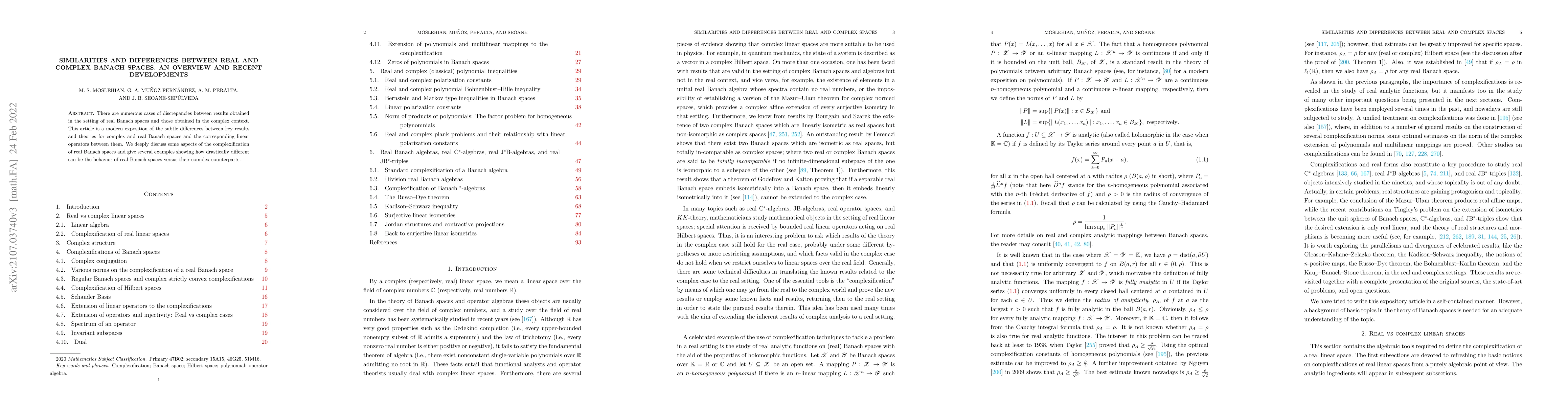 Thumbnail for Similarities and differences between real and complex Banach spaces: an
  overview and recent developments