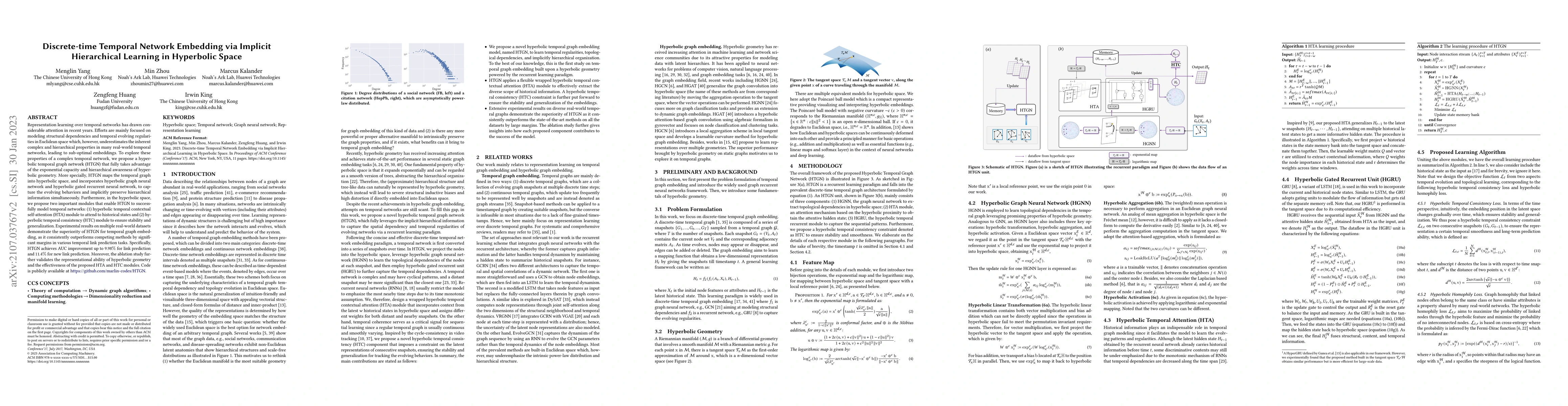 Thumbnail for Discrete-time Temporal Network Embedding via Implicit Hierarchical
  Learning in Hyperbolic Space