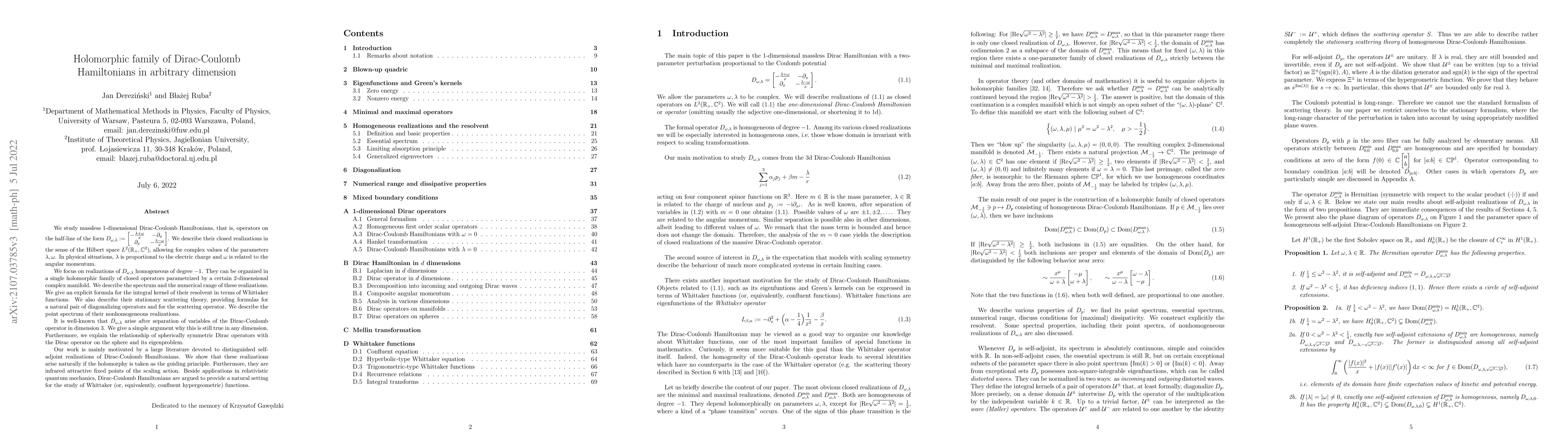 Thumbnail for Holomorphic family of Dirac-Coulomb Hamiltonians in arbitrary dimension