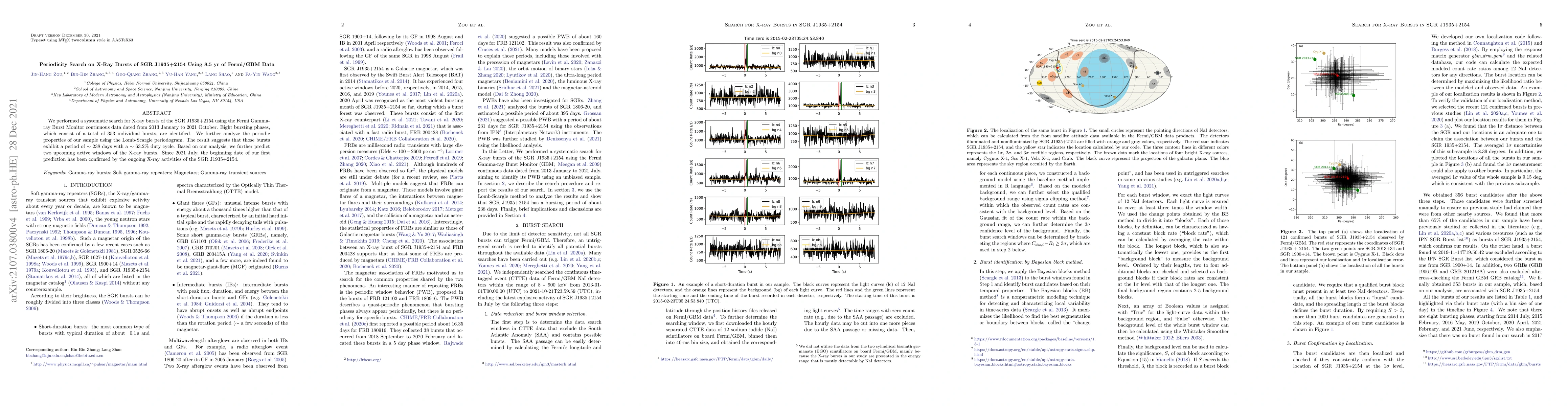Thumbnail for Periodicity Search on X-ray Bursts of SGR J1935+2154 Using 8.5 yr of
  Fermi/GBM Data