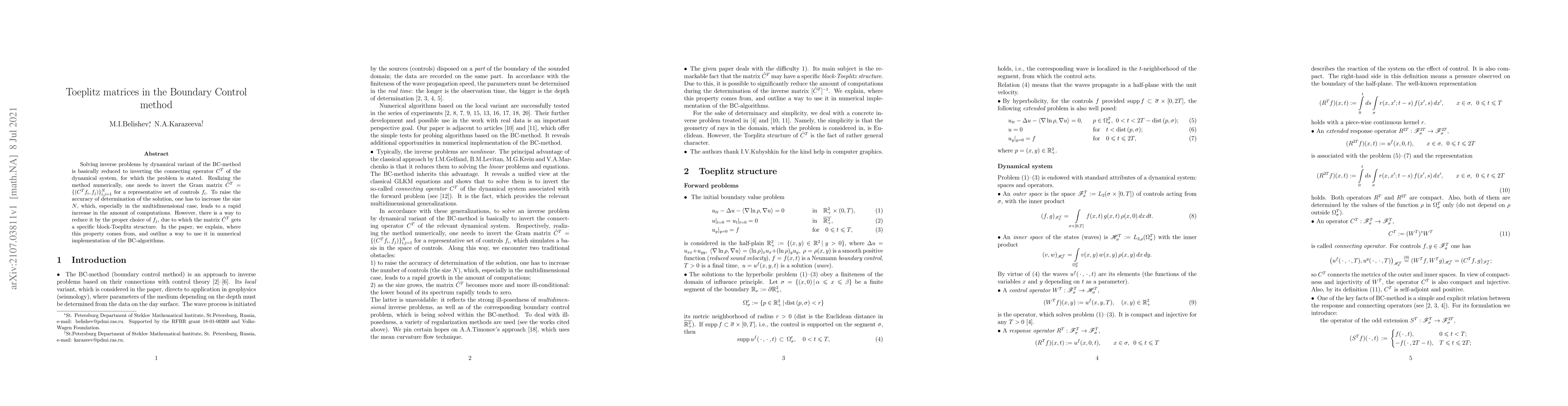 Thumbnail for Toeplitz matrices in the Boundary Control method