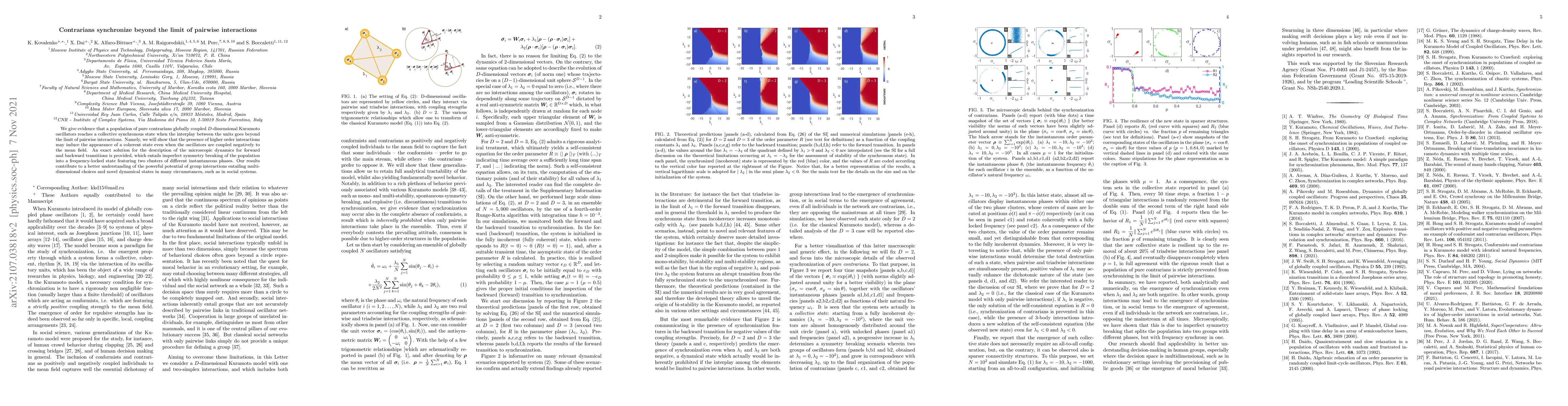 Thumbnail for Contrarians synchronize beyond the limit of pairwise interactions
