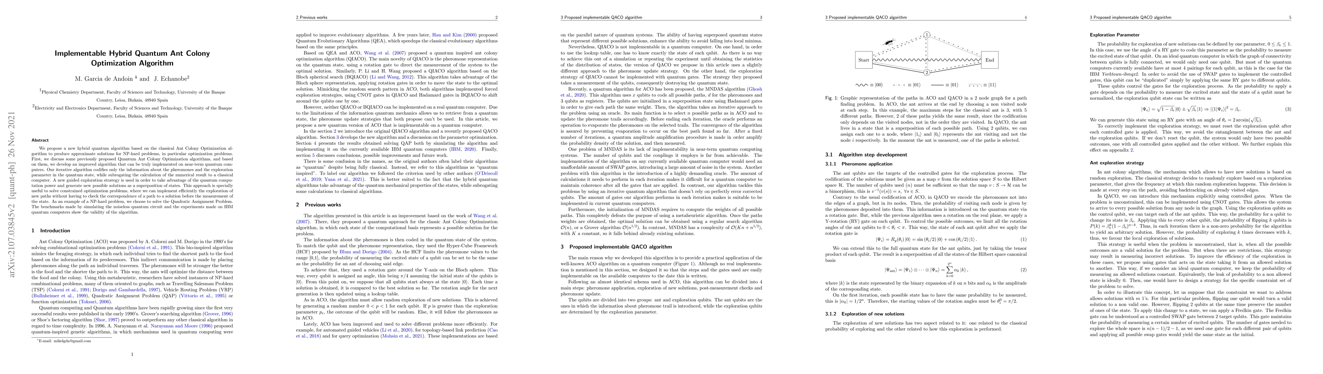 Thumbnail for Implementable Hybrid Quantum Ant Colony Optimization Algorithm