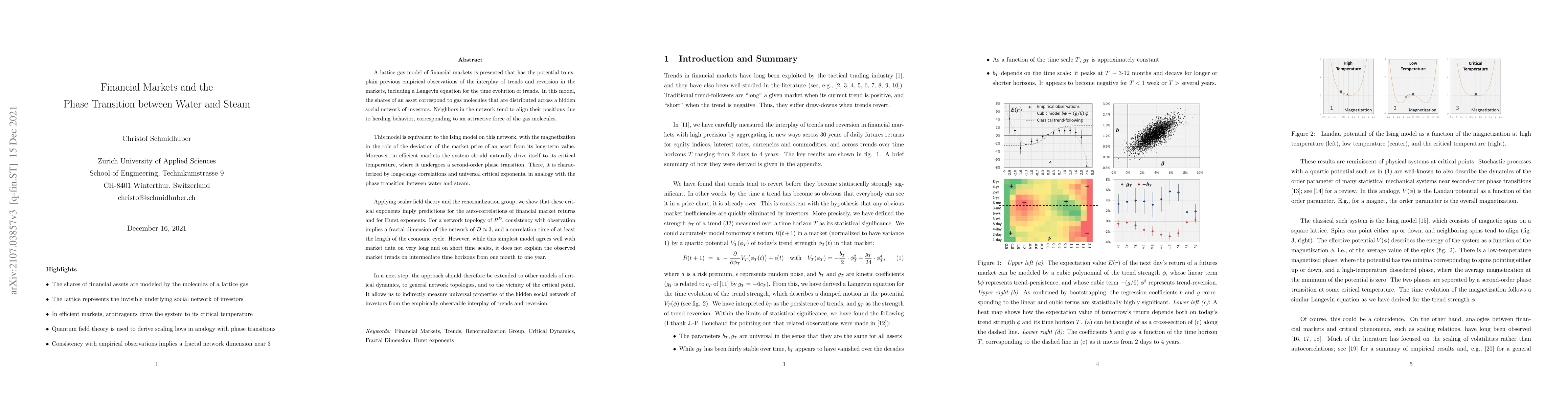 Thumbnail for Financial Markets and the Phase Transition between Water and Steam