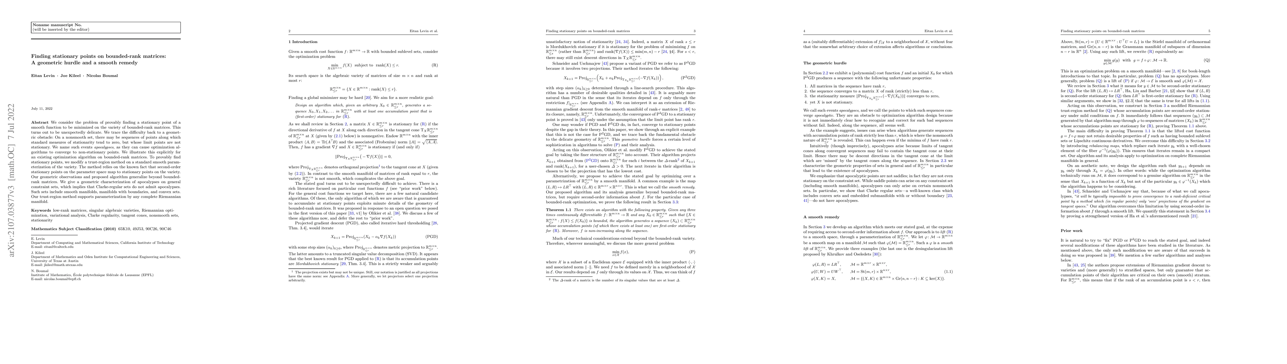 Thumbnail for Finding stationary points on bounded-rank matrices: A geometric hurdle
  and a smooth remedy