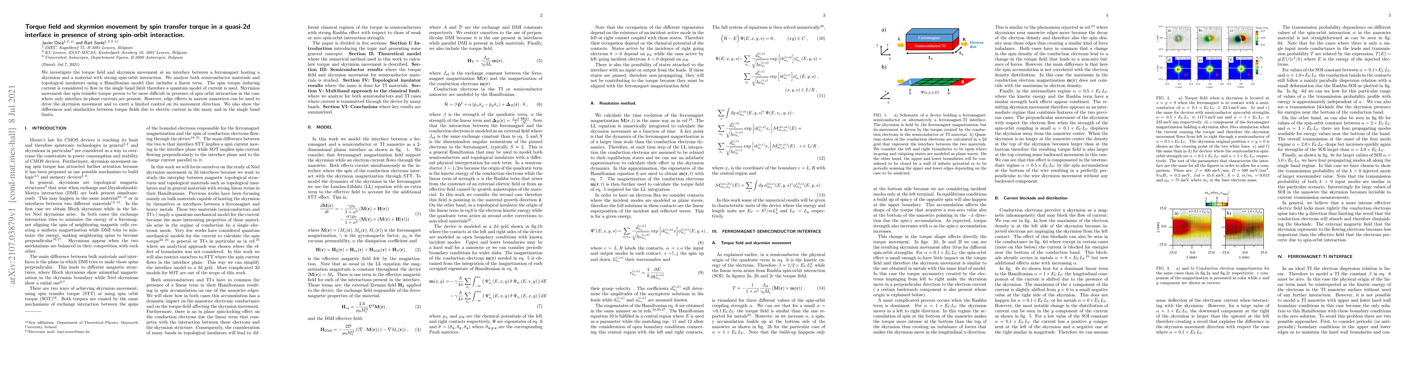 Thumbnail for Torque field and skyrmion movement by spin transfer torque in a quasi-2d
  interface in presence of strong spin-orbit interaction