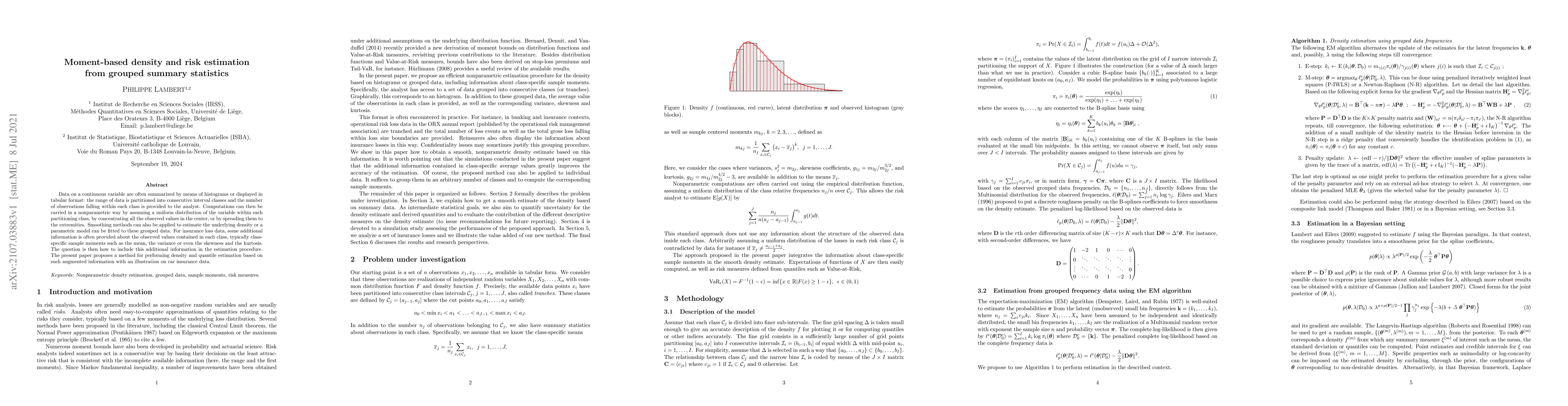 Thumbnail for Moment-based density and risk estimation from grouped summary statistics