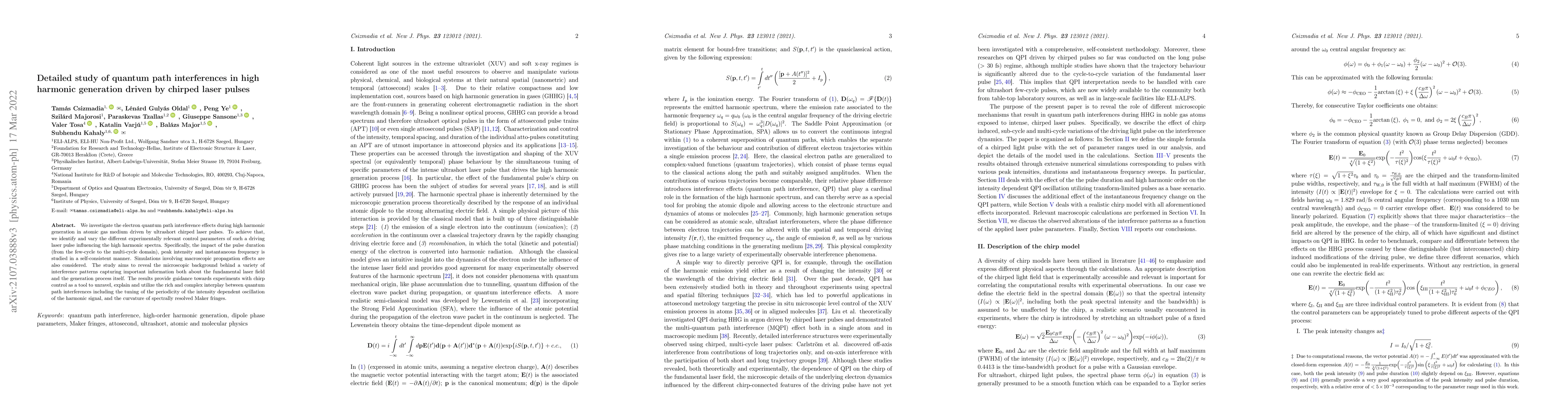Thumbnail for Detailed study of quantum path interferences in high harmonic generation
  driven by chirped laser pulses