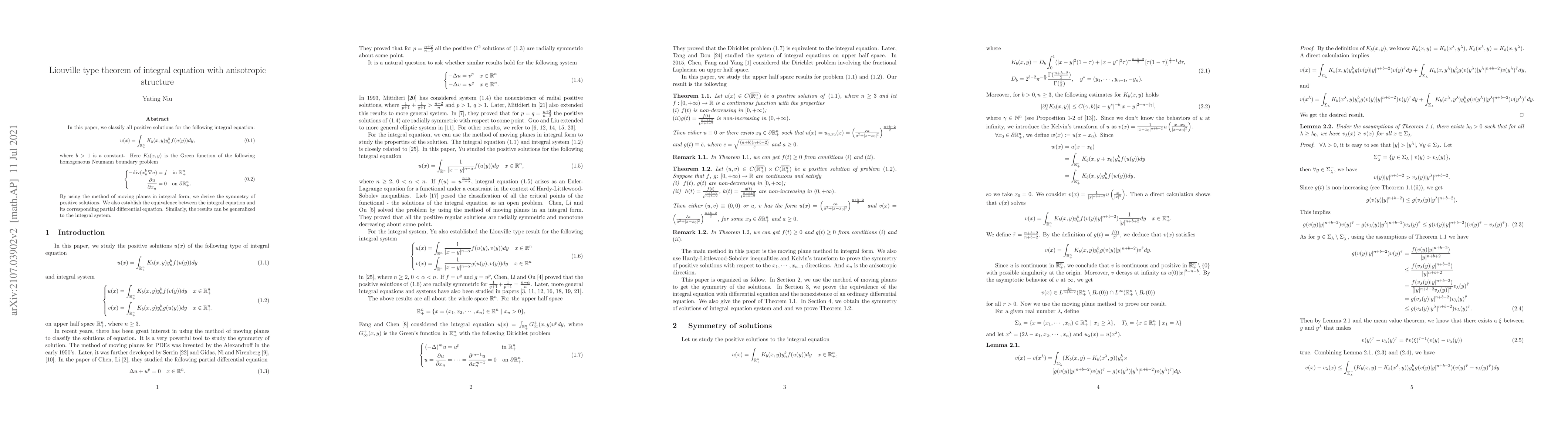 Thumbnail for Liouville type theorem of integral equation with anisotropic struture