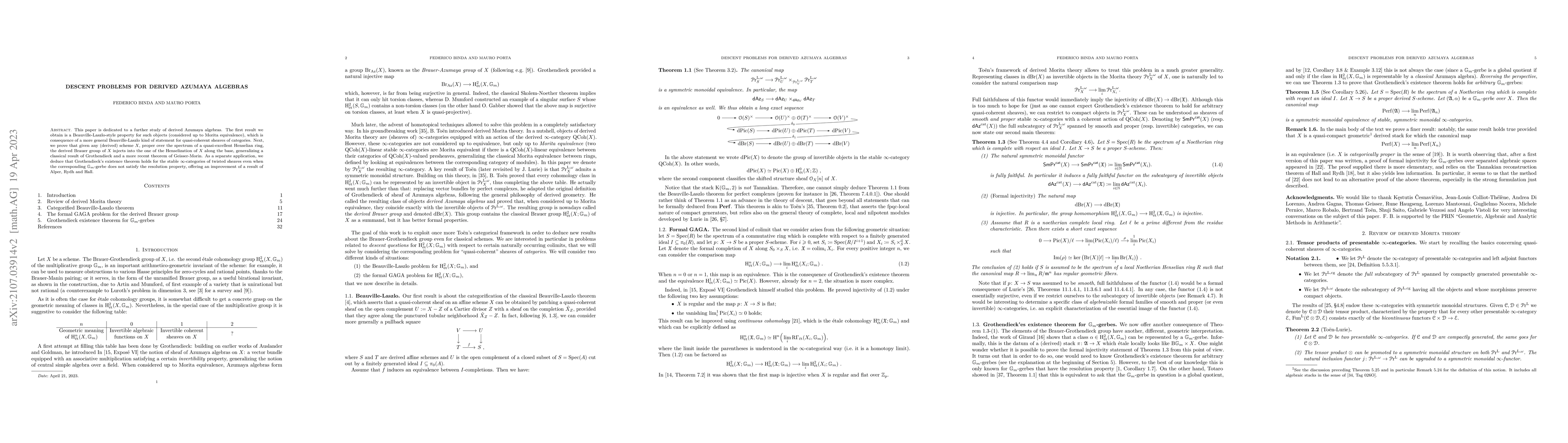 Thumbnail for GAGA problems for the Brauer group via derived geometry