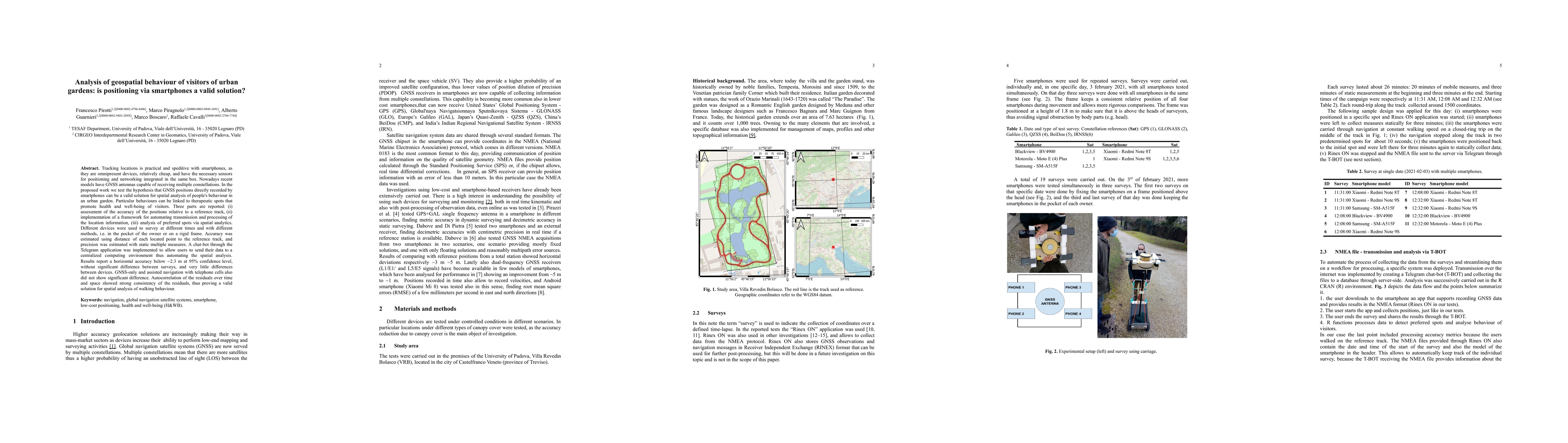 Thumbnail for Analysis of geospatial behaviour of visitors of urban gardens: is
  positioning via smartphones a valid solution?