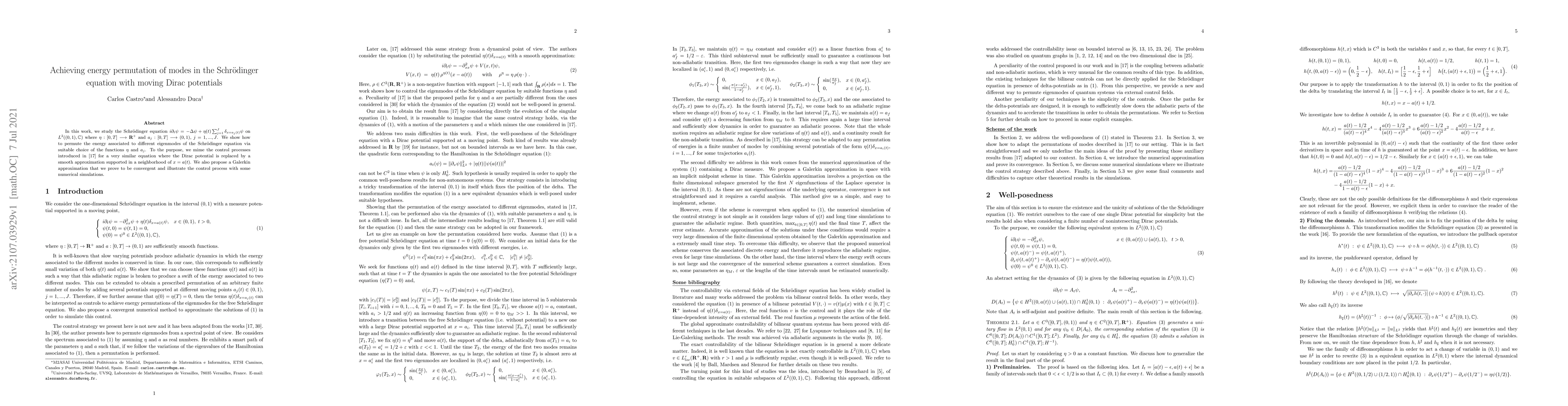 Thumbnail for Achieving energy permutation of modes in the Schr\"odinger equation with
  moving Dirac potentials