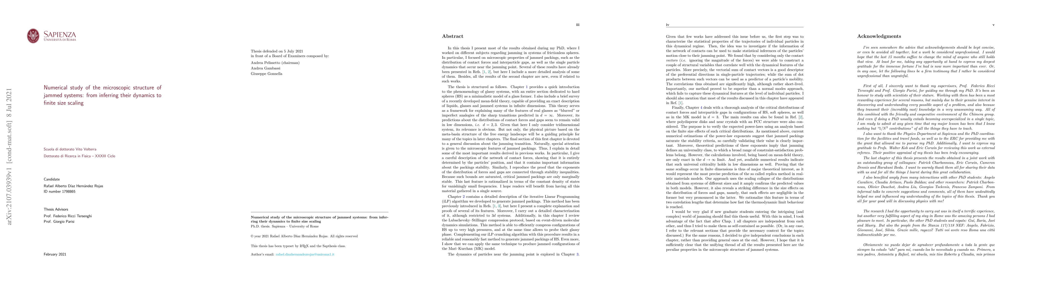 Thumbnail for Numerical study of the microscopic structure of jammed systems: from
  inferring their dynamics to finite size scaling