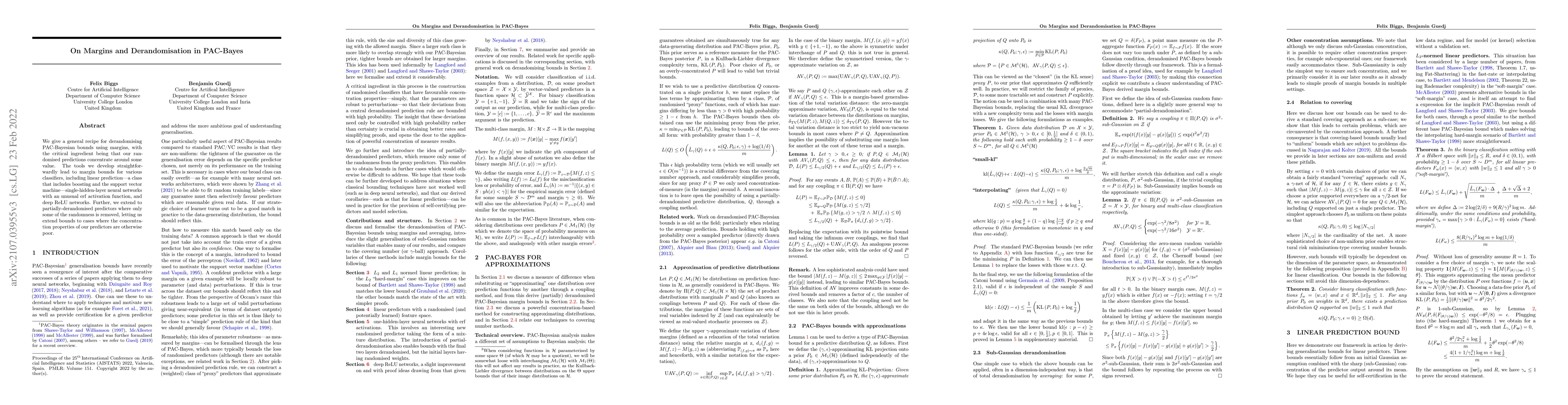 Thumbnail for On Margins and Derandomisation in PAC-Bayes