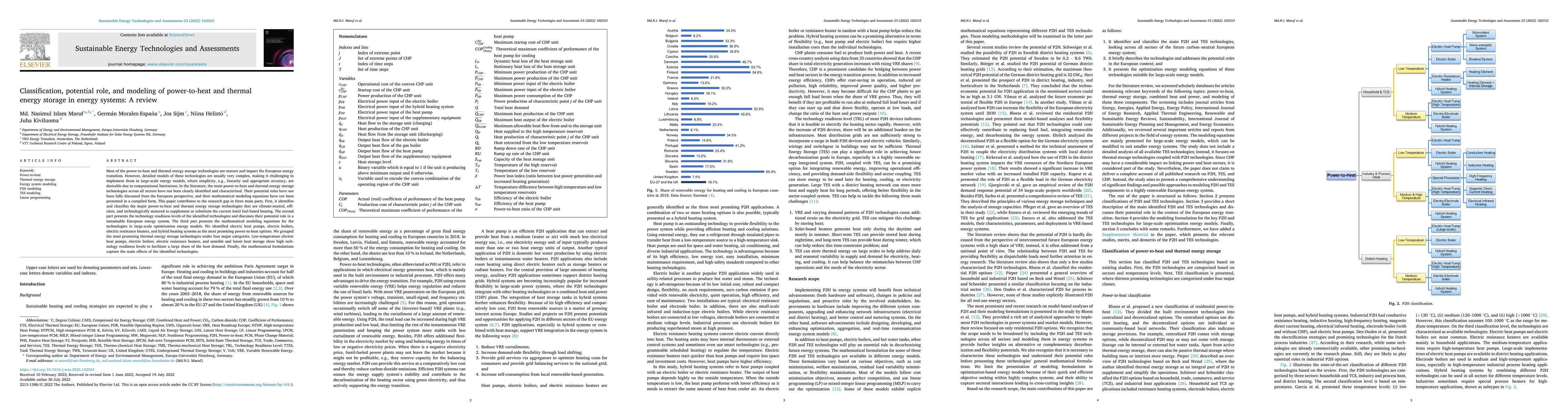 Thumbnail for Classification, potential role, and modeling of power-to-heat and
  thermal energy storage in energy systems: A review