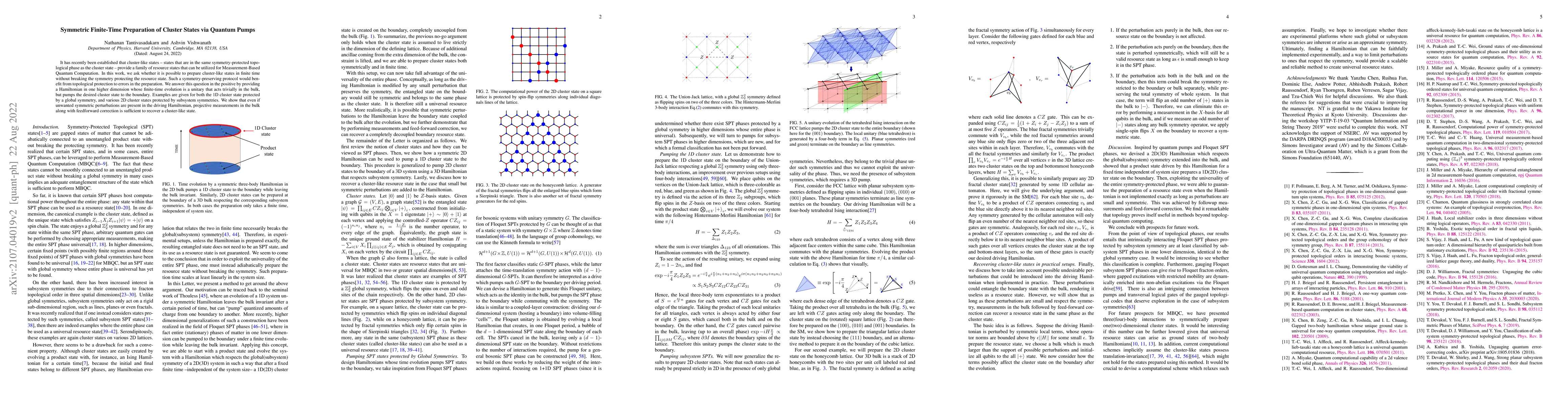 Thumbnail for Symmetric Finite-Time Preparation of Cluster States via Quantum Pumps