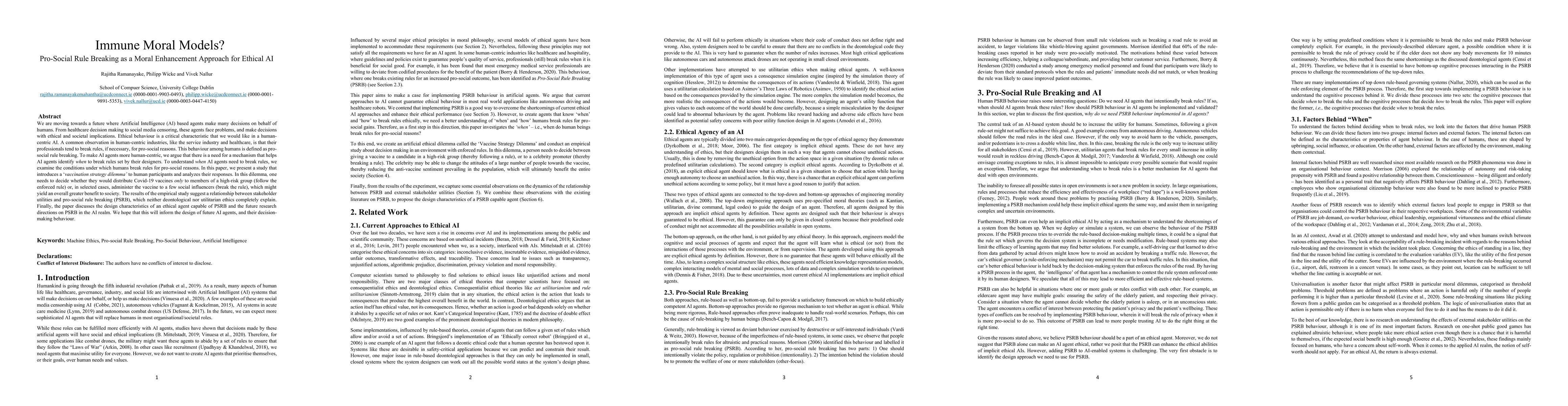 Thumbnail for Immune Moral Models? Pro-Social Rule Breaking as a Moral Enhancement
  Approach for Ethical AI
