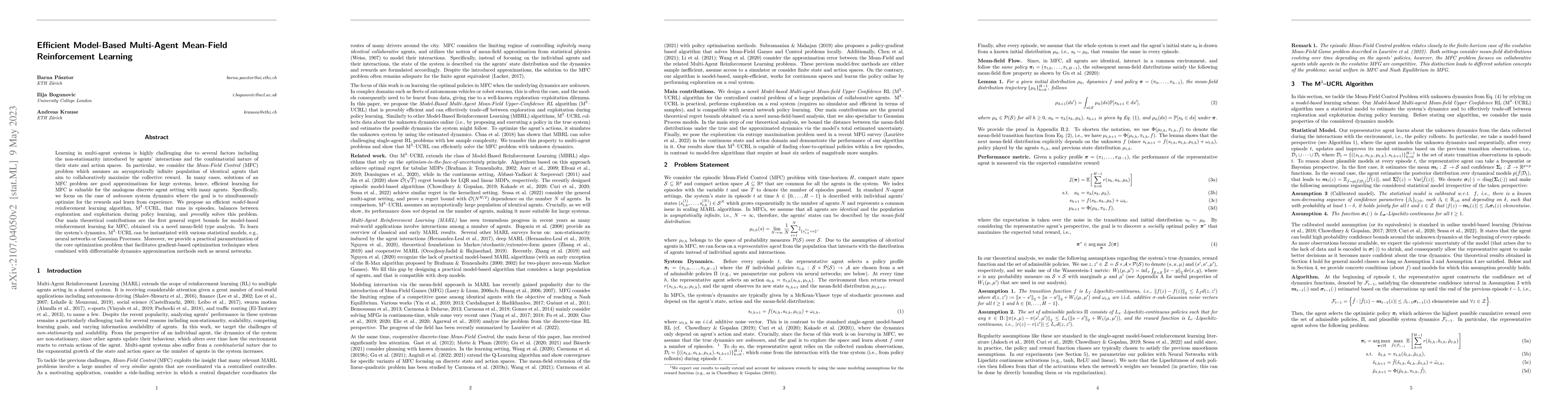 Thumbnail for Efficient Model-Based Multi-Agent Mean-Field Reinforcement Learning