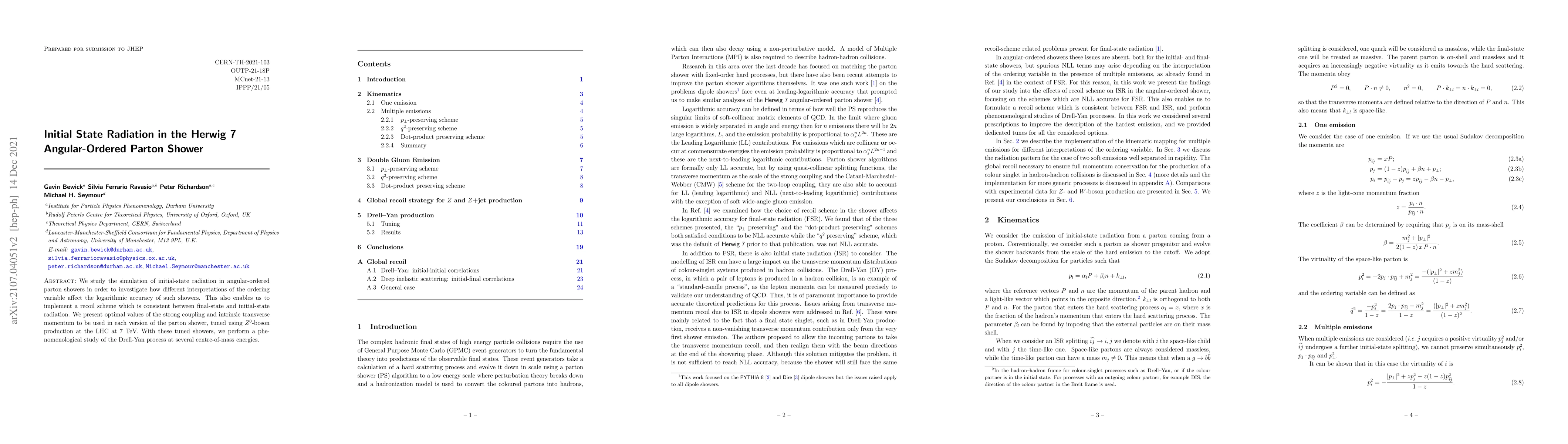 Thumbnail for Initial State Radiation in the Herwig 7 Angular-Ordered Parton Shower