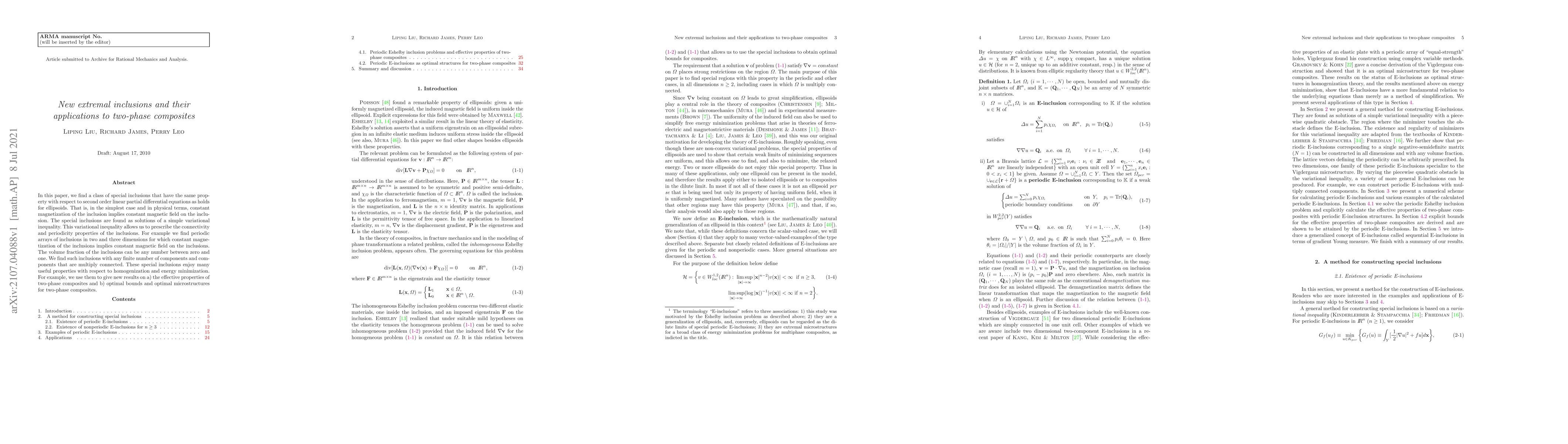 Thumbnail for New extremal inclusions and their applications to two-phase composites