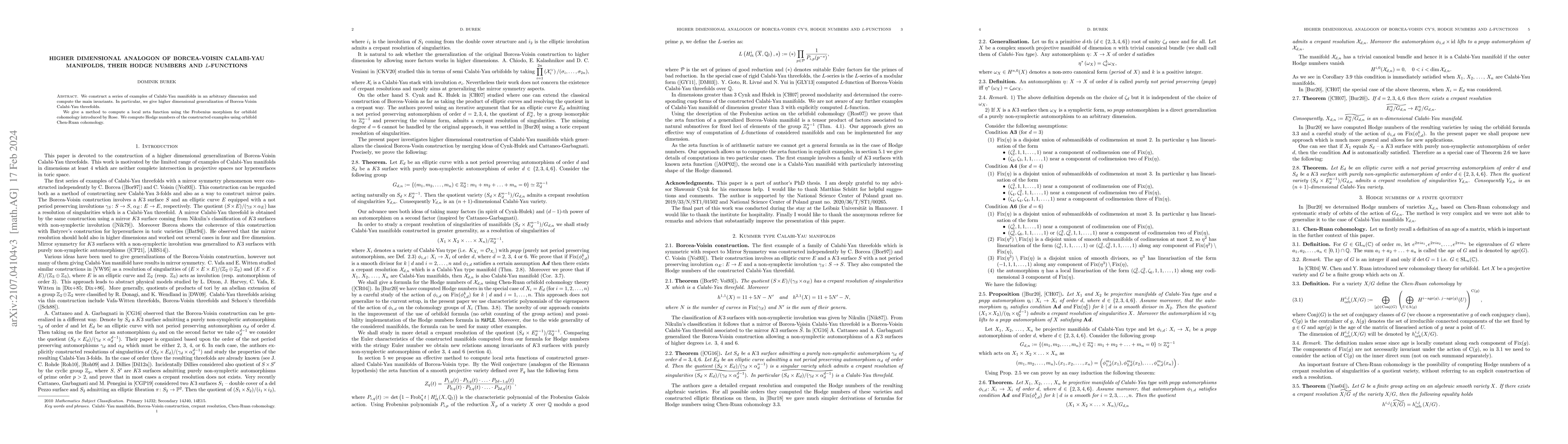 Thumbnail for Higher dimensional analogon of Borcea-Voisin Calabi-Yau manifolds, their
  Hodge numbers and $L$-functions