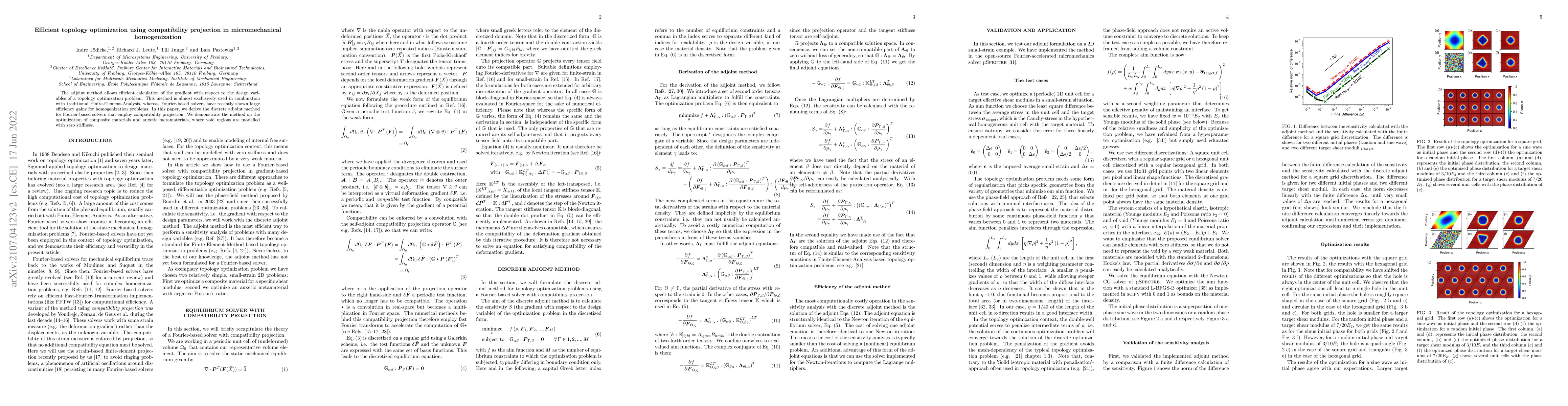 Thumbnail for Efficient topology optimization using compatibility projection in
  micromechanical homogenization