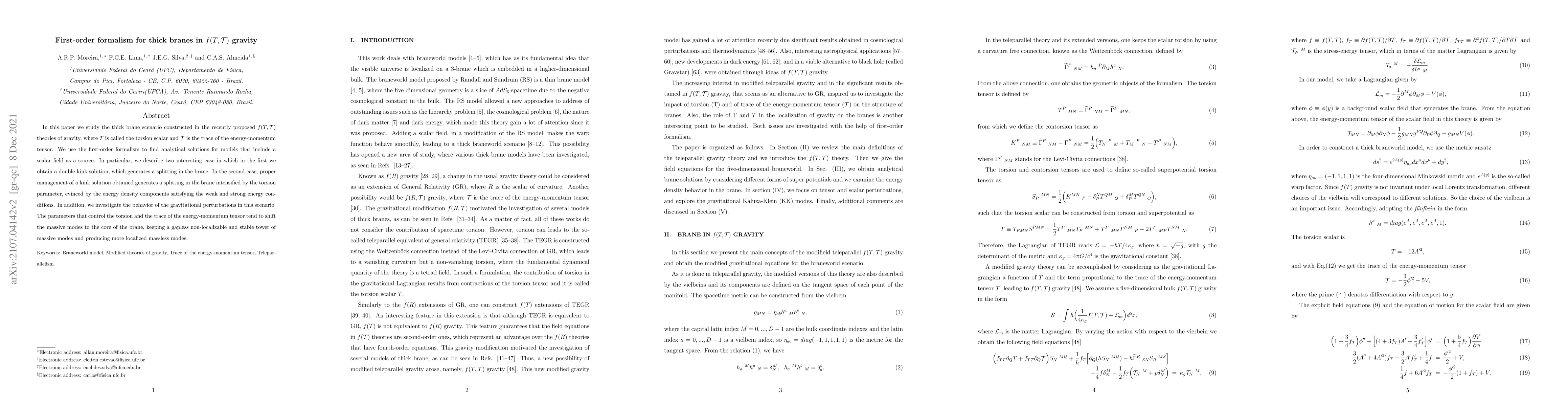 Thumbnail for First-order formalism for thick branes in $f(T,\mathcal{T})$ gravity