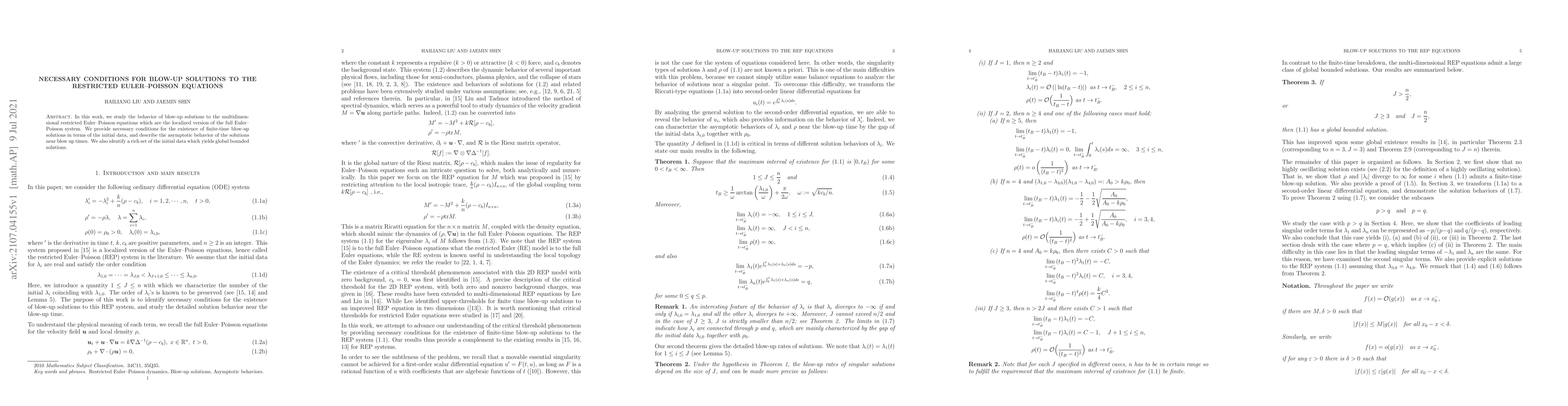 Thumbnail for Necessary conditions for blow-up solutions to the restricted
  Euler--Poisson equations