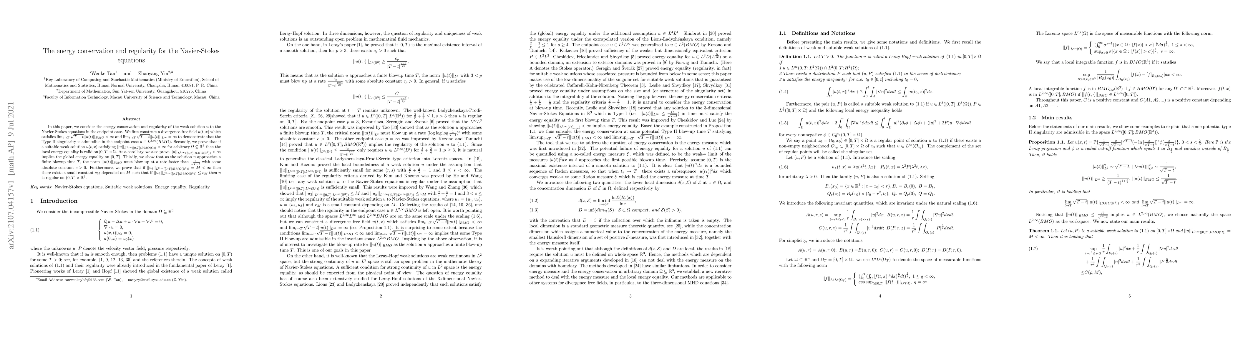 Thumbnail for The energy conservation and regularity for the Navier-Stokes equations