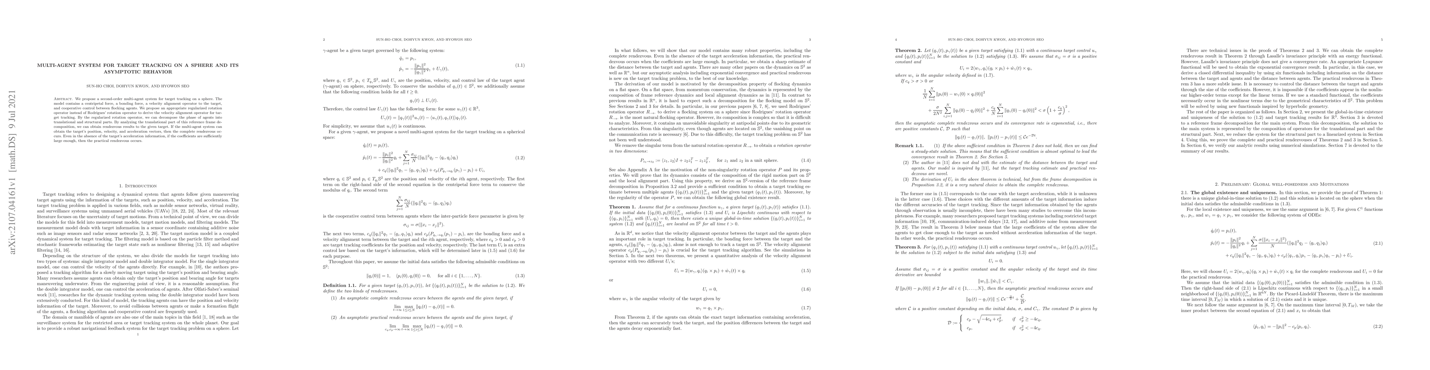 Thumbnail for Multi-agent system for target tracking on a sphere and its asymptotic
  behavior
